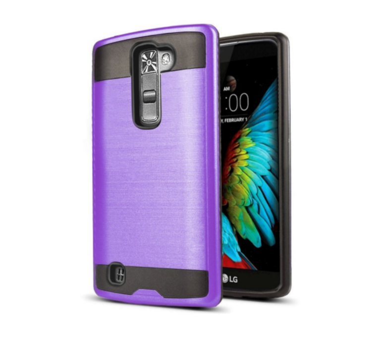 LG K10 Premier LTE Iron Shield Hybrid Case (Purple)